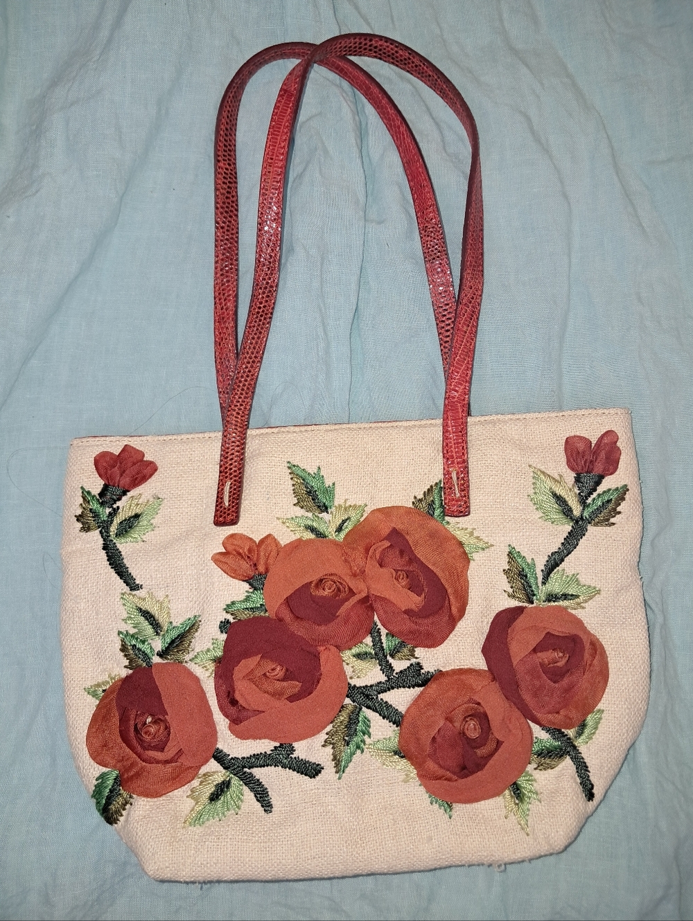 Authentic Valentino brand Womens embroidered, 3d floral design Women's handbag
